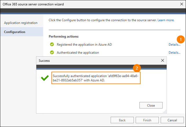 CodeTwo Office 365 Migration app ID shown in the source server connection wizard.