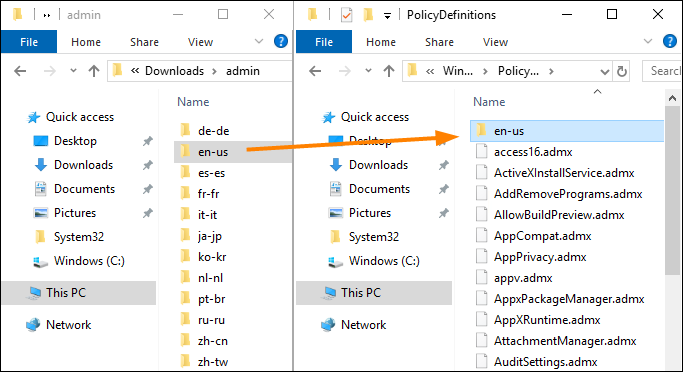Copying files to PolicyDefinitions.