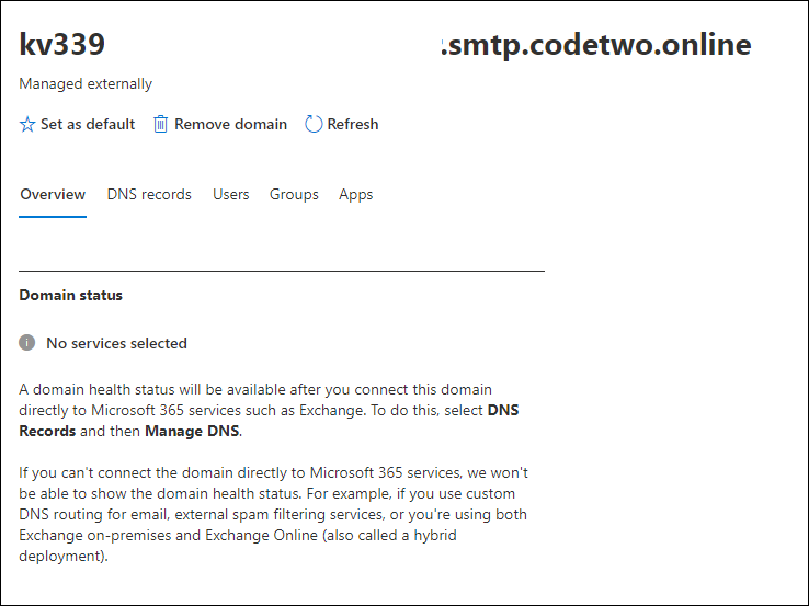 639 Domain Status in Microsoft 365