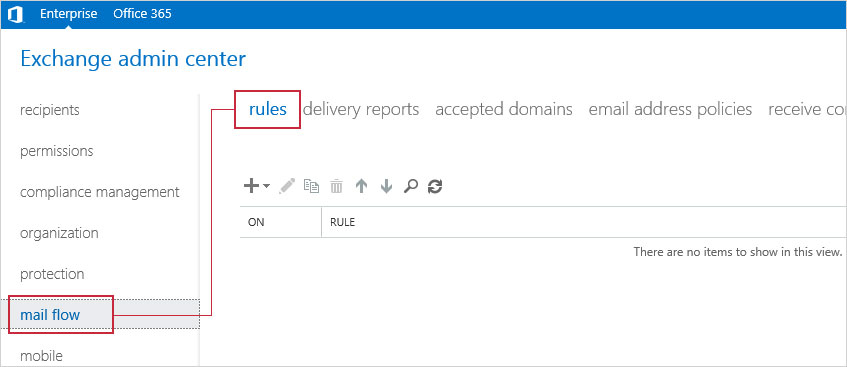 In Exchange admin center go to mail flow, rules