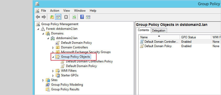 In the left pane of the Group Policy Management console, expand the domain you want to script to apply to and Group Policy Objects