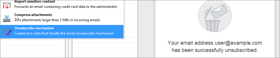 Unsubscribe banner