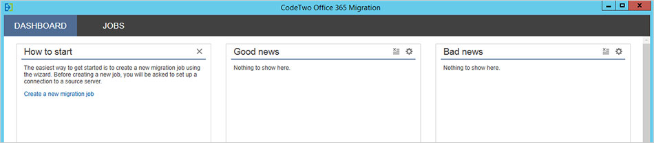 CodeTwo Office 365 Migration - Dashboard
