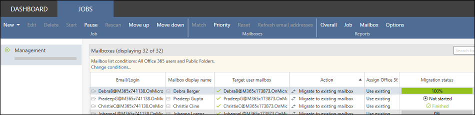 CodeTwo Office 365 Migration - tenant to tenant migartion in progress
