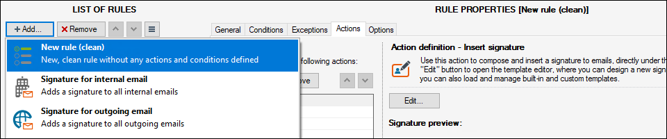 Creating a new rule in CodeTwo Exchange Rules Pro