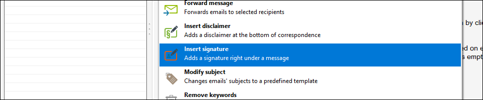 Insert signature to emails