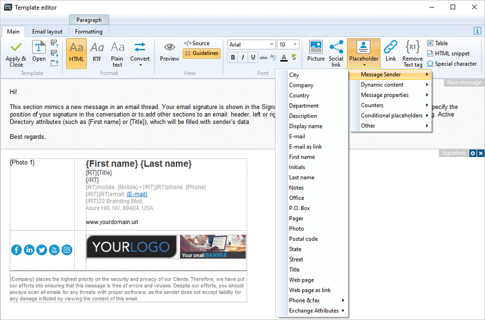 ER Pro - features - signature template editor