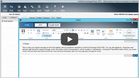 How to use the template editor in CodeTwo Exchange Rules