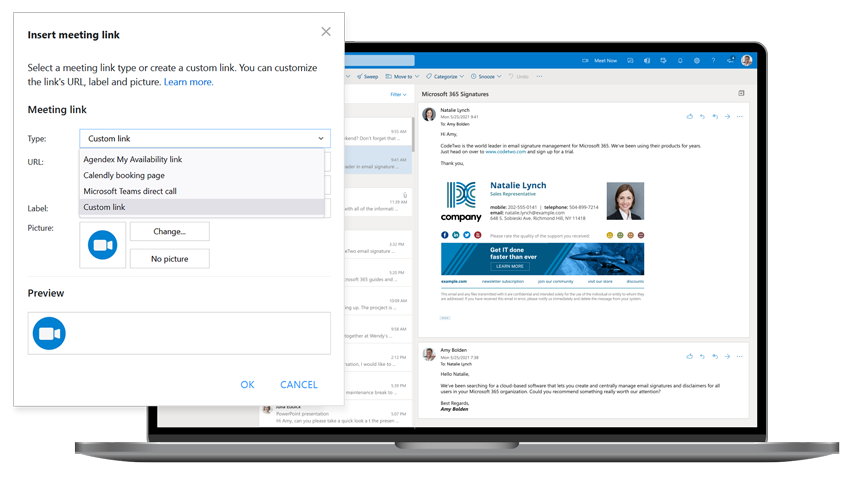 Easy scheduling of meetings with CodeTwo Email Signatures for Office 365