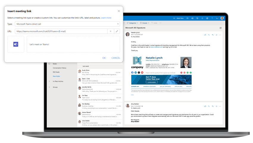 Easy scheduling of meetings with CodeTwo Email Signatures for Office 365