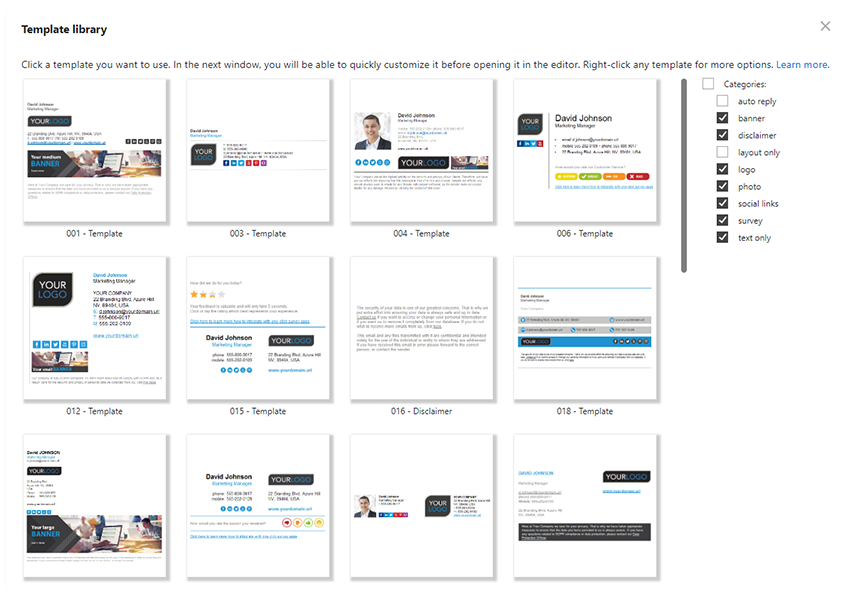 HTML editor (signature library)