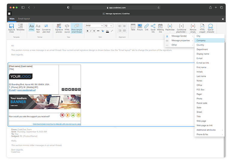 Handy signature template editor
