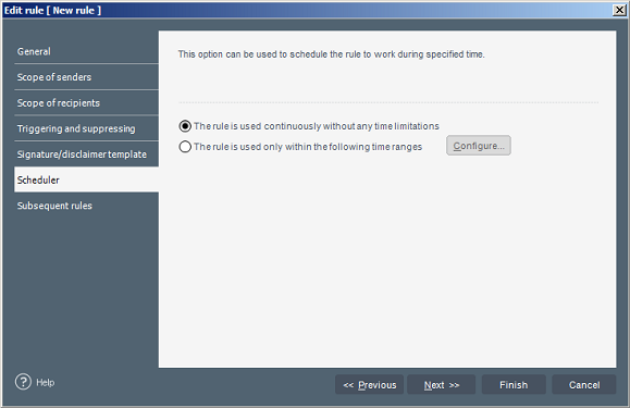 The Scheduler window. The Scheduler window.