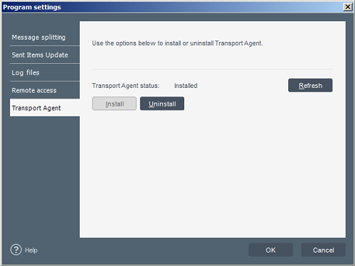 Transport Agent window. Transport Agent window.