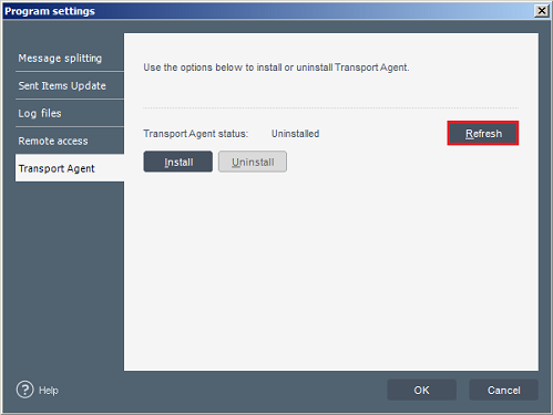 Refreshing the status of the Transport Agent. Refreshing the status of the Transport Agent.