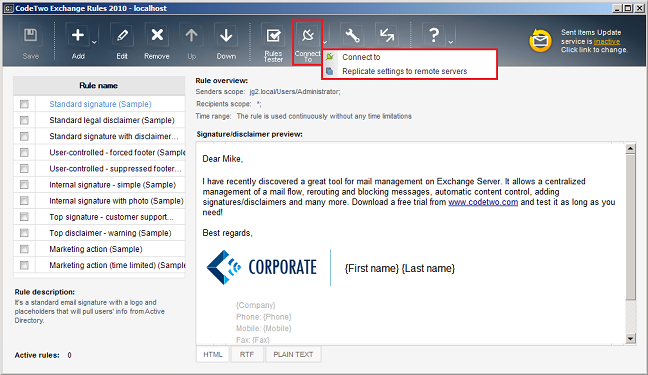 Opening replication settings. Opening replication settings.