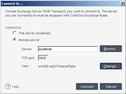 Server connection options. Server connection options.