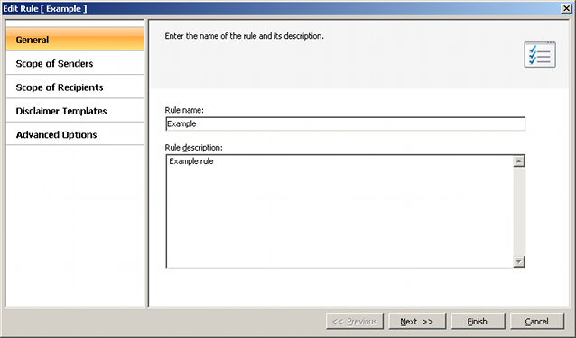 Choosing rule name and adding description.
