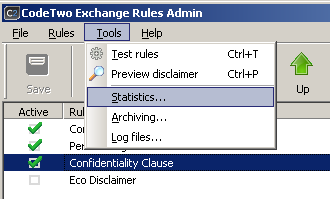 Statistics in the Tools menu
