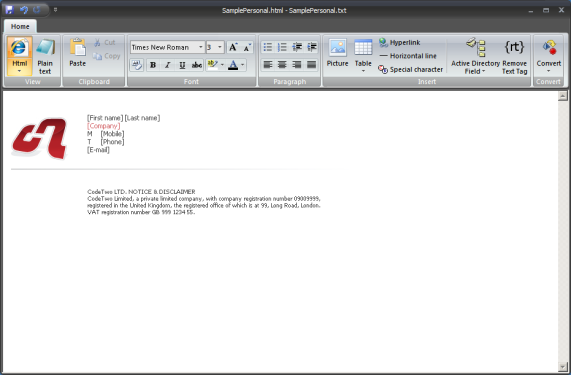 Signature editor