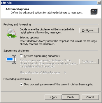 Advanced options dialog box