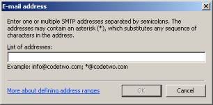 Specifying addresses or parts of addresses of senders. Specifying addresses or parts of addresses of senders.