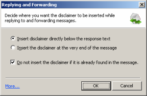Replying and Forwarding options.