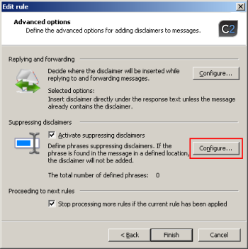 Activate suppressing disclaimers option.