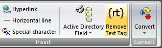 Remove text tag button in the editor's ribbon.