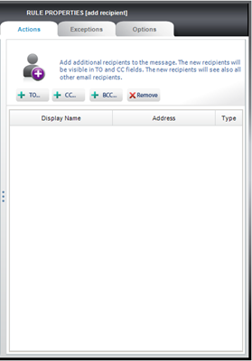 Properties pane for Add recipients.