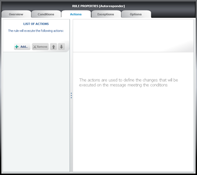 Property tabs for Autoresponder rule..