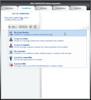 Choose Message direction.