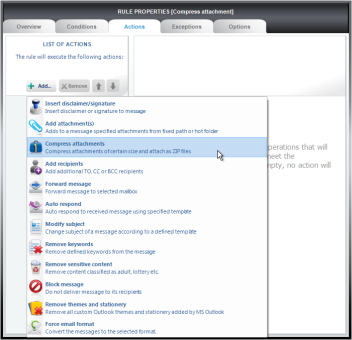 Choose Compress Attachments in the Actions tab.