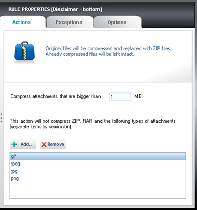 Properties pane for Compress Attachments.