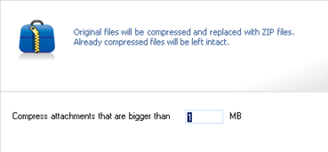 Setting the attachment file size below which the program will not compress.