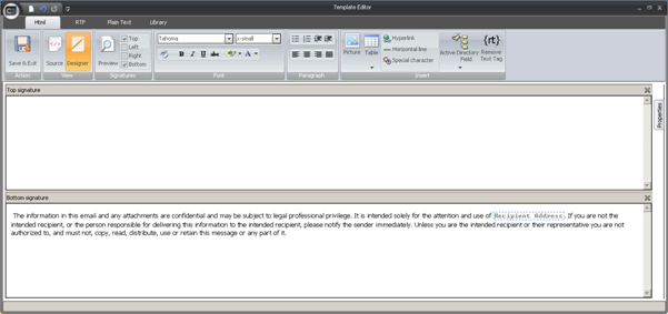 The window of the editor with Top and Bottom panels activated.