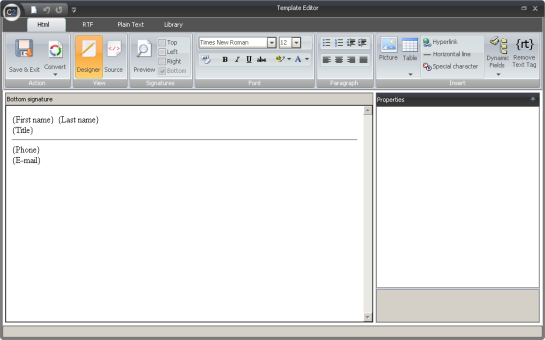 Signature template with placeholders Signature template with placeholders