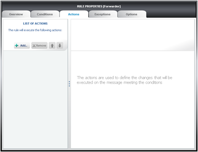 Property tabs for the Forwarder rule.