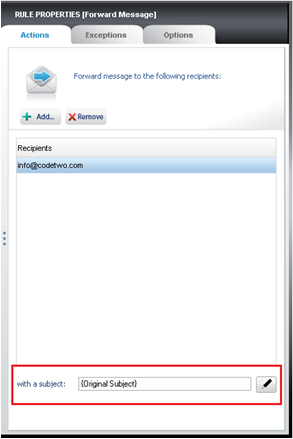 Edit field of the message subject..
