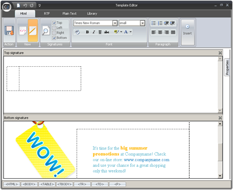 Random template view after loading from the Library.