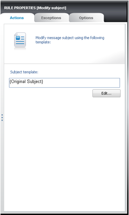Properties pane for Modify subject..