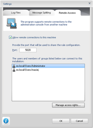 Remote Access tab in the Settings menu. Remote Access tab in the Settings menu.