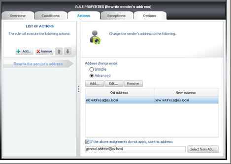 Provide the source email address and the target email address from Active Directory.