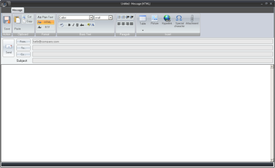 Window for composing test messages.