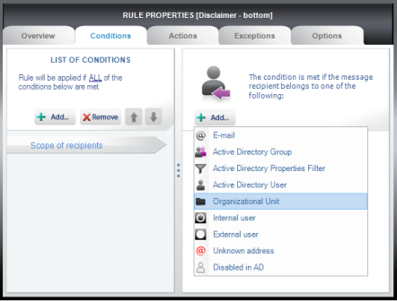 Choosing option to search for Organizational Unit..
