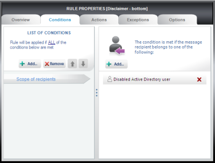The rule will be applied for the disabled user in Active Directory..
