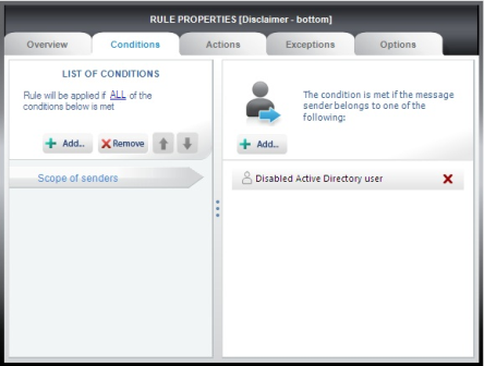 The rule will be applied for the disabled user in Active Directory..