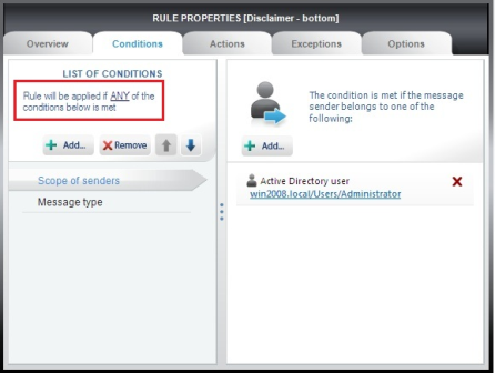 Condition: the user can be Administrator..