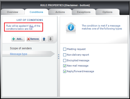Condition: message type is: new, reply or forward...