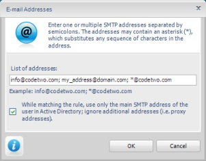 Defining the sender's e-mail address.